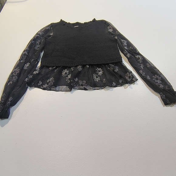 Anthropologie Tops - Anthropologie Sweater Womens Small Black Layered Sheer Floral Whimsygoth Boho ,S